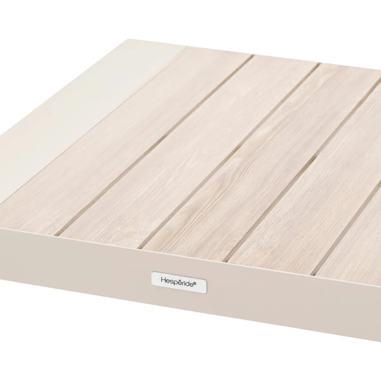 Table basse de jardin carrée "Évasion" argile & lin 65 x 65cm en aluminium