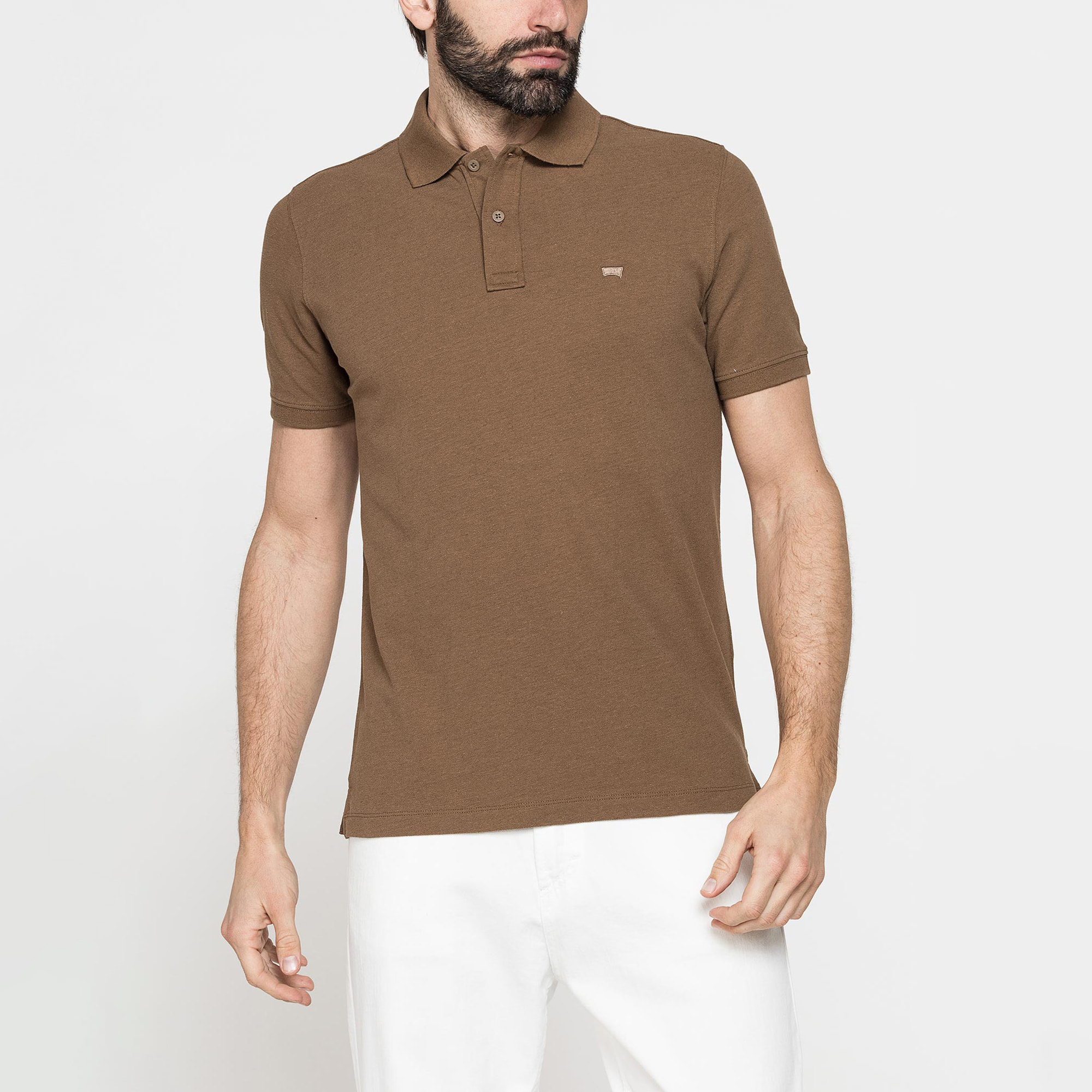 POLO MANICA CORTA IN COTONE E LINO