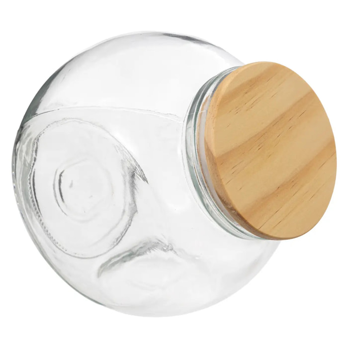 Bocal verre à bonbons couvercle bois 21L