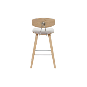 Tabourets de bar design en tissu effet velours texturé beige et bois clair H69 cm (lot de 2) VASCO