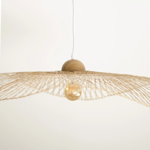 Suspension D75 cm en bambou avec fil blanc - Jipi