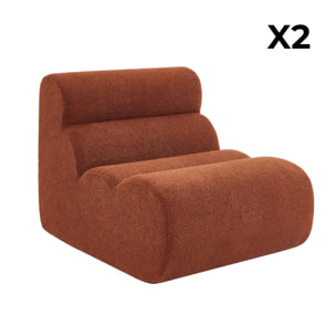 Lot de 2 chauffeuses bouclette texturée terracotta 1 place - L 81 x P 99 x H 75cm - Nova