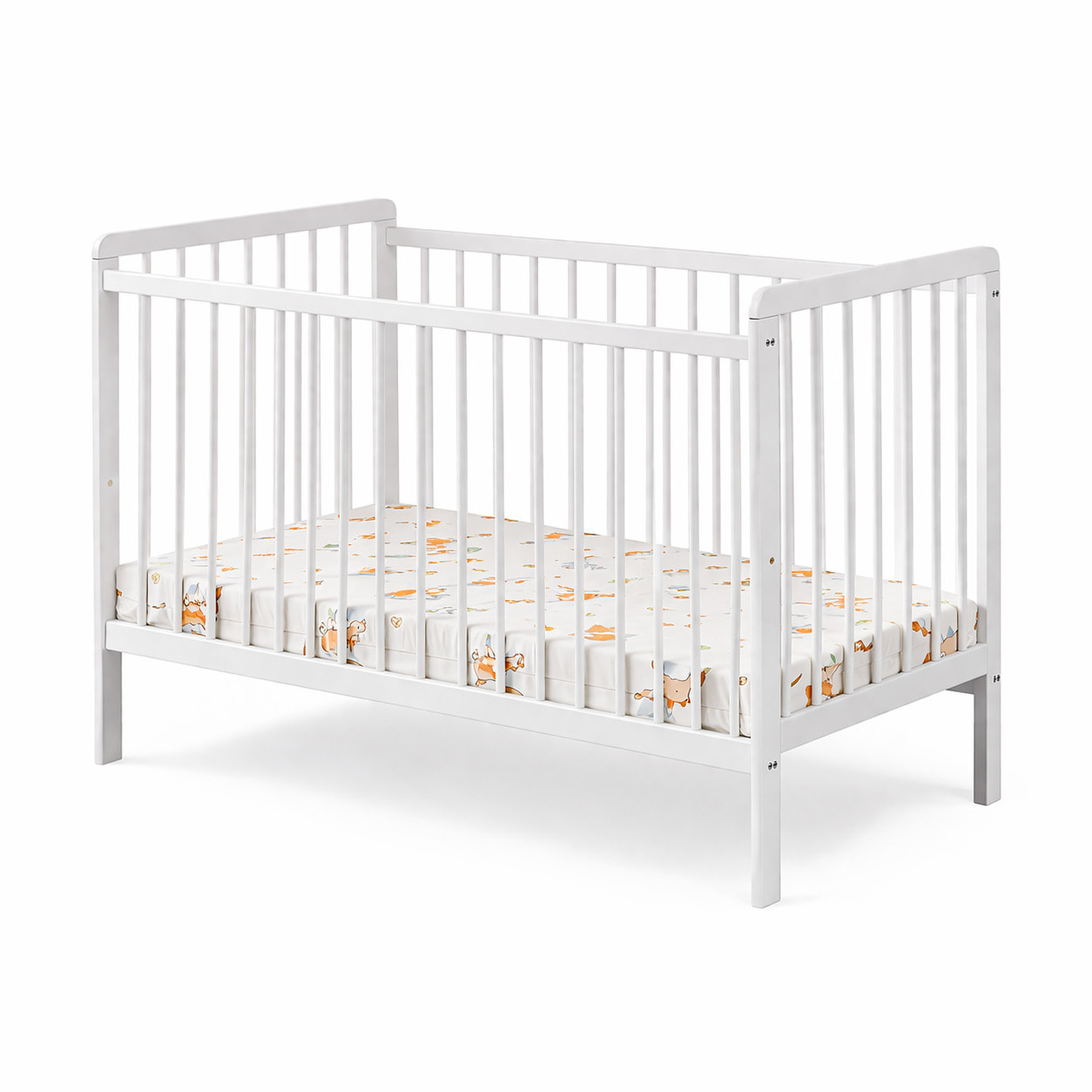 Culla Neonato Lettino Evolutivo Con Sponde E Materasso Incluso Altezza Regolabile Rete A Doghe Design Moderno 89 x 124 x 65 Cm Bianco Opaco