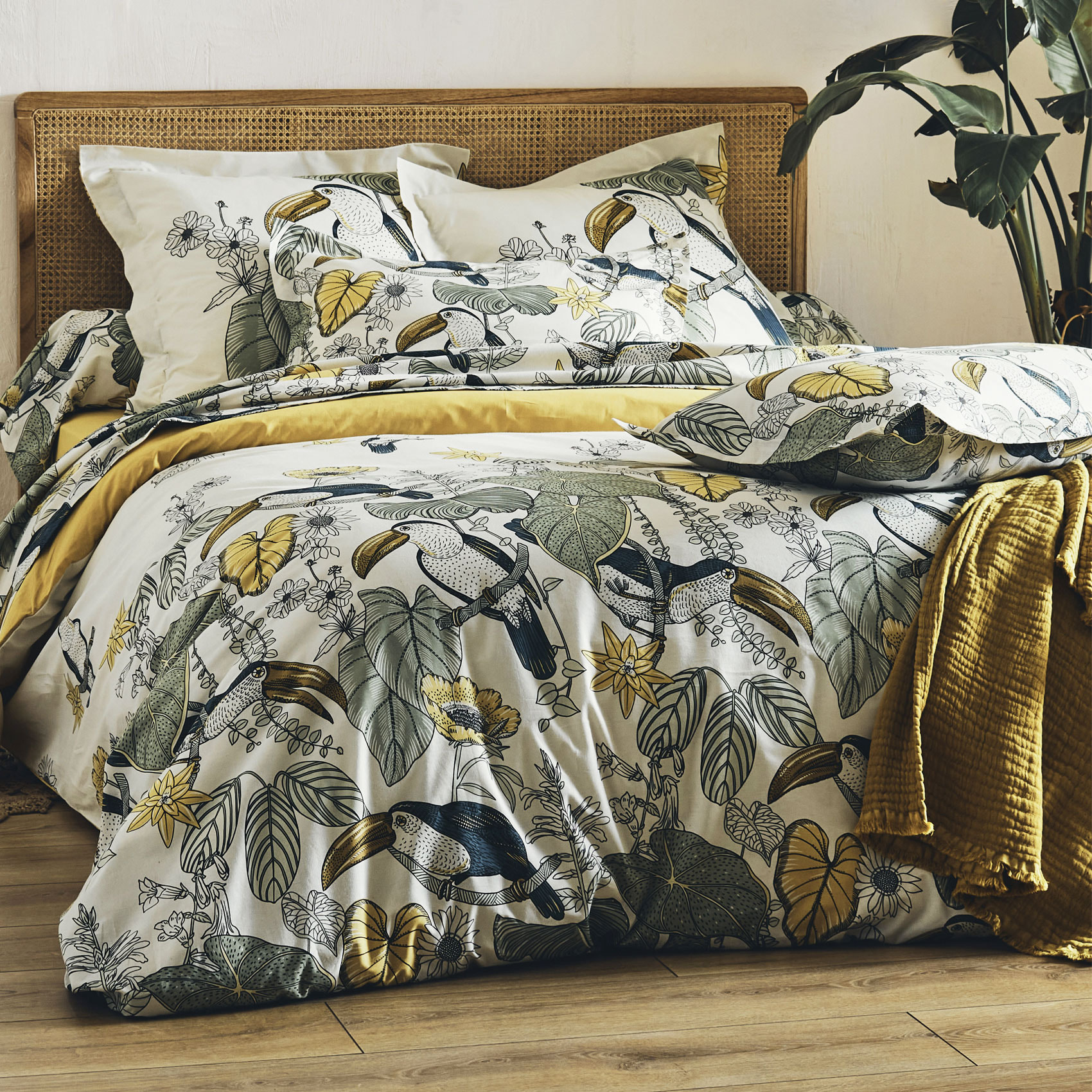 Ensemble draps et taie Toco - Kaki