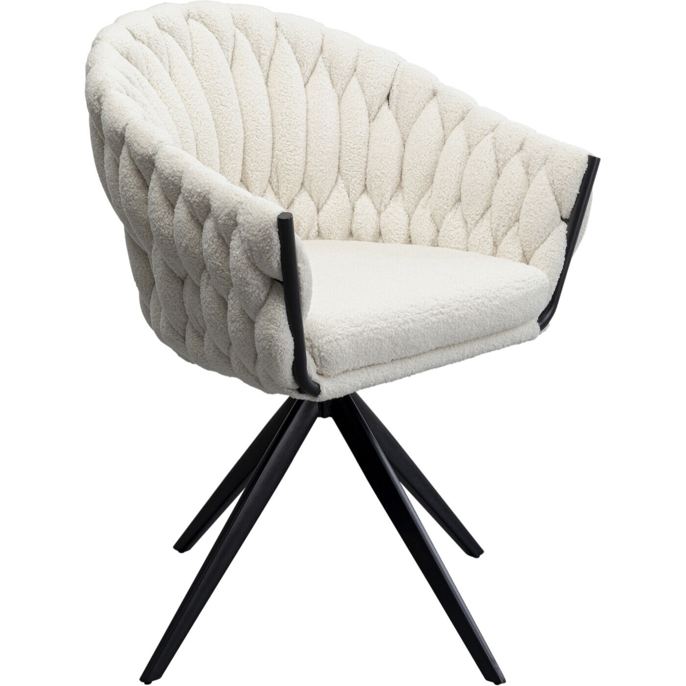 Chaise avec accoudoirs pivotante Knot Boucle blanche Kare Design