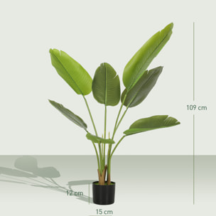 Plante artificielle bananier H.109cm 7 grandes feuilles grand réalisme pot inclus