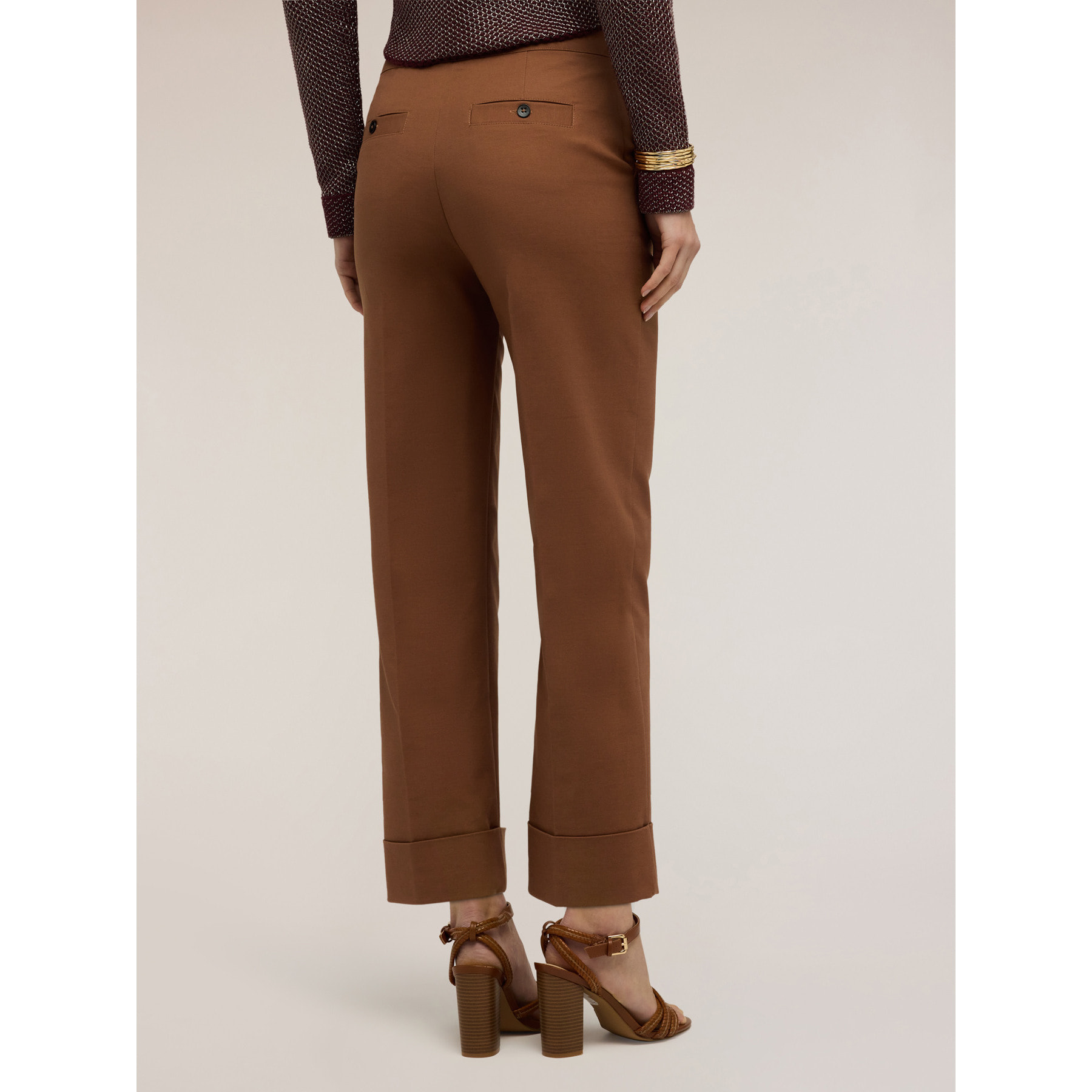 Motivi - Pantaloni wide in tessuto tecnico misto cotone - Marrone