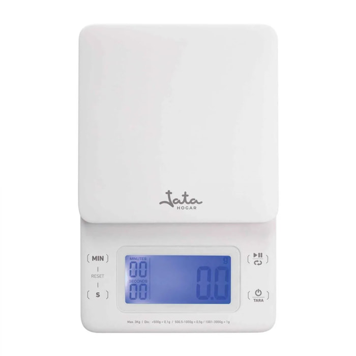 Báscula de cocina JATA HBAL1775 de 3 kg. Alta precisión. Con visor LCD. Imán trasero