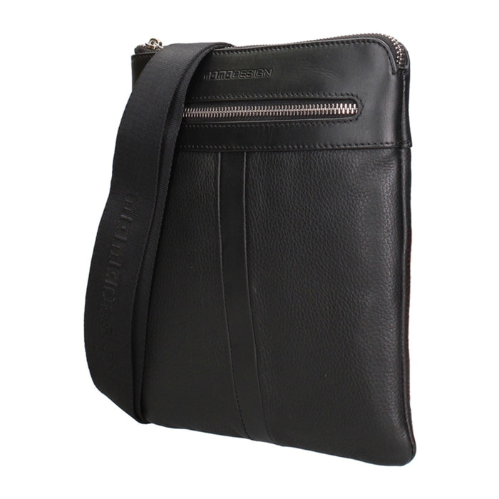 Borsa a tracolla da uomo Made in Italy - Modello Nerian - 100% pelle - 24.5 x 21.0 x 4.0 cm