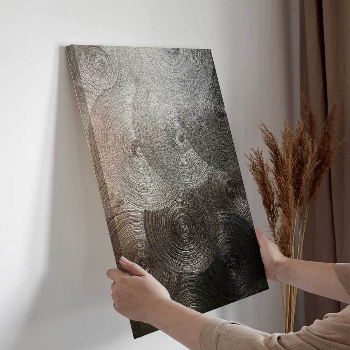 Tableau abstraction cercles métalliques Toile imprimée