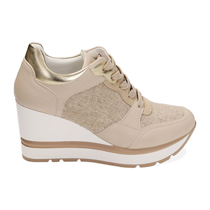 Sneakers beige, zeppa 8,5 cm