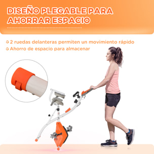 Bicicleta Estatica Plegable 3 en 1 con Respaldo y 8 Niveles Resistencia Magnética Bicicleta Estatica en Casa Ajustable con Monitor LCD Volante Banda Sensor de Pulso Soporte de Teléfono Naranja