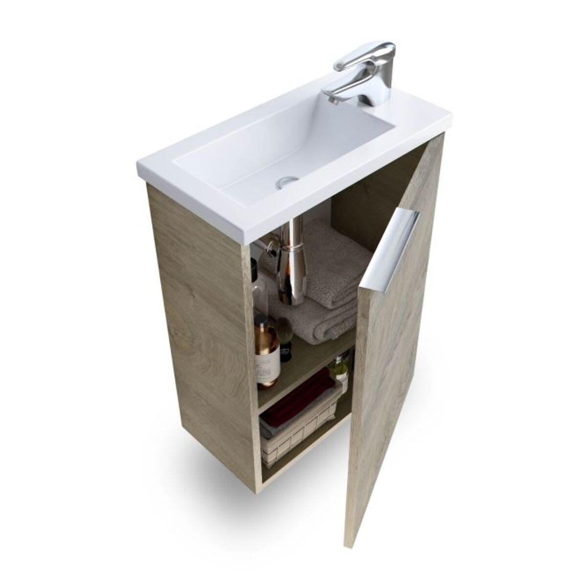 Mueble de baño con espejo Sense 1 puerta Roble Alaska