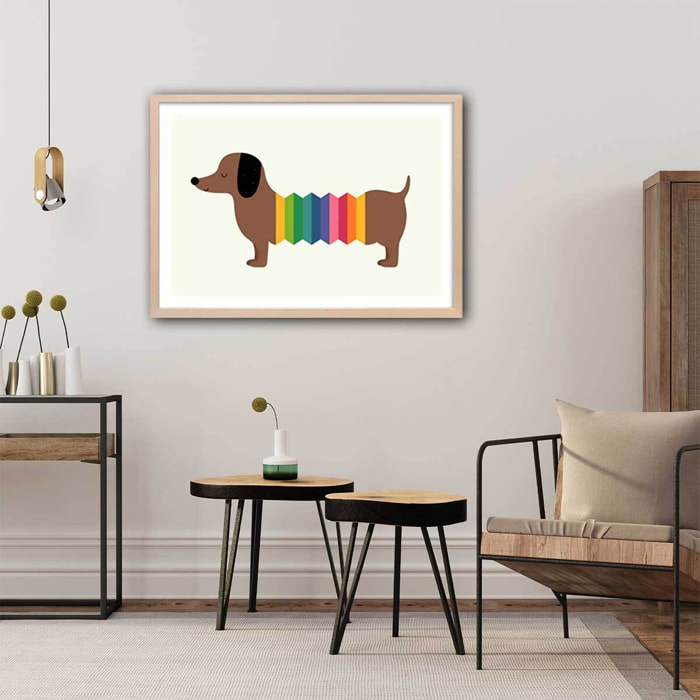 Affiche  hot dog funny Affiche + cadre en bois - Chêne