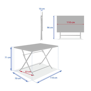 Table de jardin pliante rectangulaire "Greensboro" vert laurier 4 places en acier