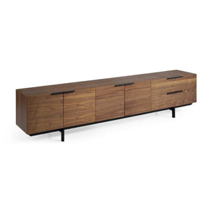 Mueble TV CERES 220 - 4 puertas y 2 cajones - nogal y negro - 240x42x55cm