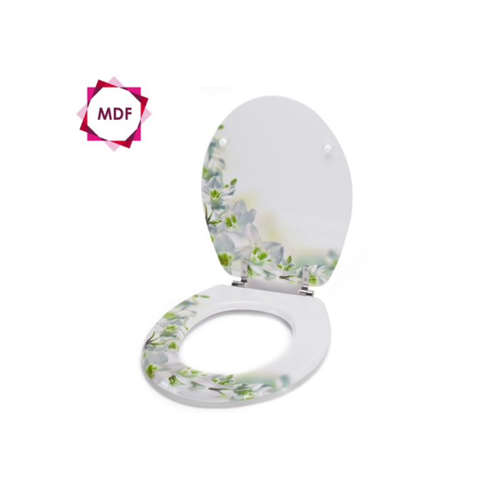 Abattant wc MDF Sofaà¯a à  Motifs Fleurs - Charnières Inox MSV