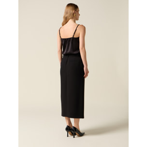 Oltre - Vestido tubo bimaterial - Negro