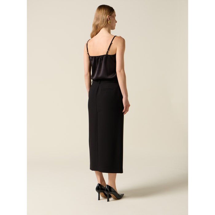 Oltre - Vestido tubo bimaterial - Negro