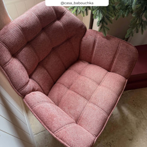 Fauteuil en tissu rouge ancien - Simba