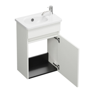 Pack meuble suspendu lave-mains Joline blanc mat + Robinet lave-mains eau froide Duravit Wave Chromé brillant