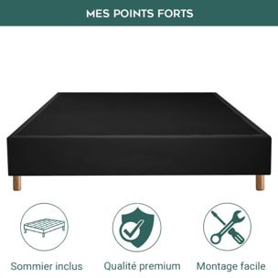 Ensemble Matelas Amétthyste avec son sommier Cancun en similicuir noir