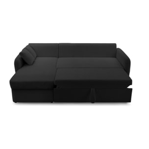 Pocatello - canapé d'angle réversible 4 places - convertible avec coffre - en tissu bouclette - Noir