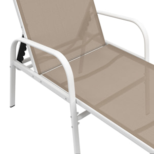 Transats inclinables 5 positions en textilène beige - lot de 2