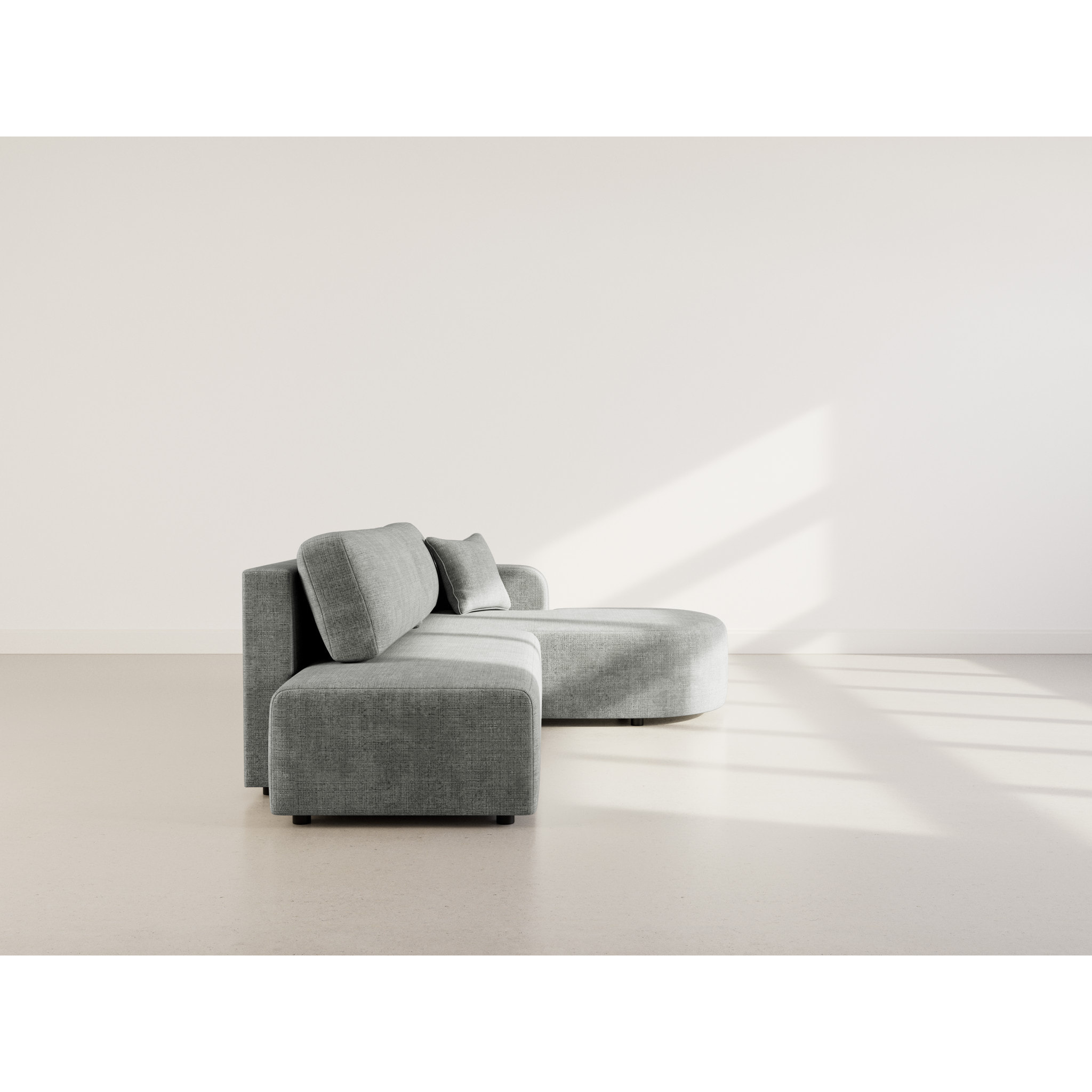 Miro - Canapé d'angle droit 4 places convertible avec coffre en velours texturé - Gris