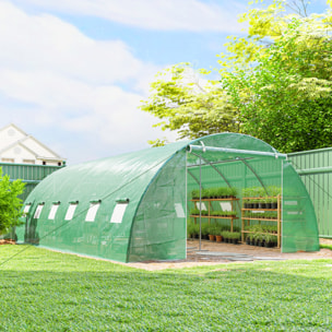 Serre tunnel de jardin acier galvanisé Ø25mm bâche PE vert