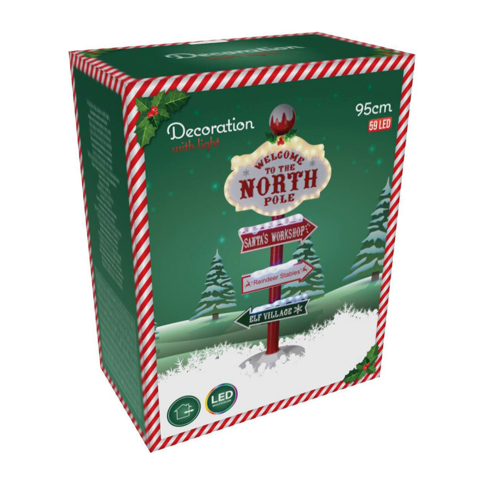 Letrero decorativo para exterior diseño polo norte con luces led - altura 95cm