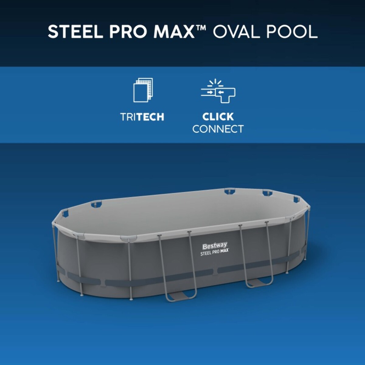 Bestway Piscine hors sol tubulaire ovale Bestway Steel Pro Max 427 x 250 x 100 cm gris clair sans accessoires