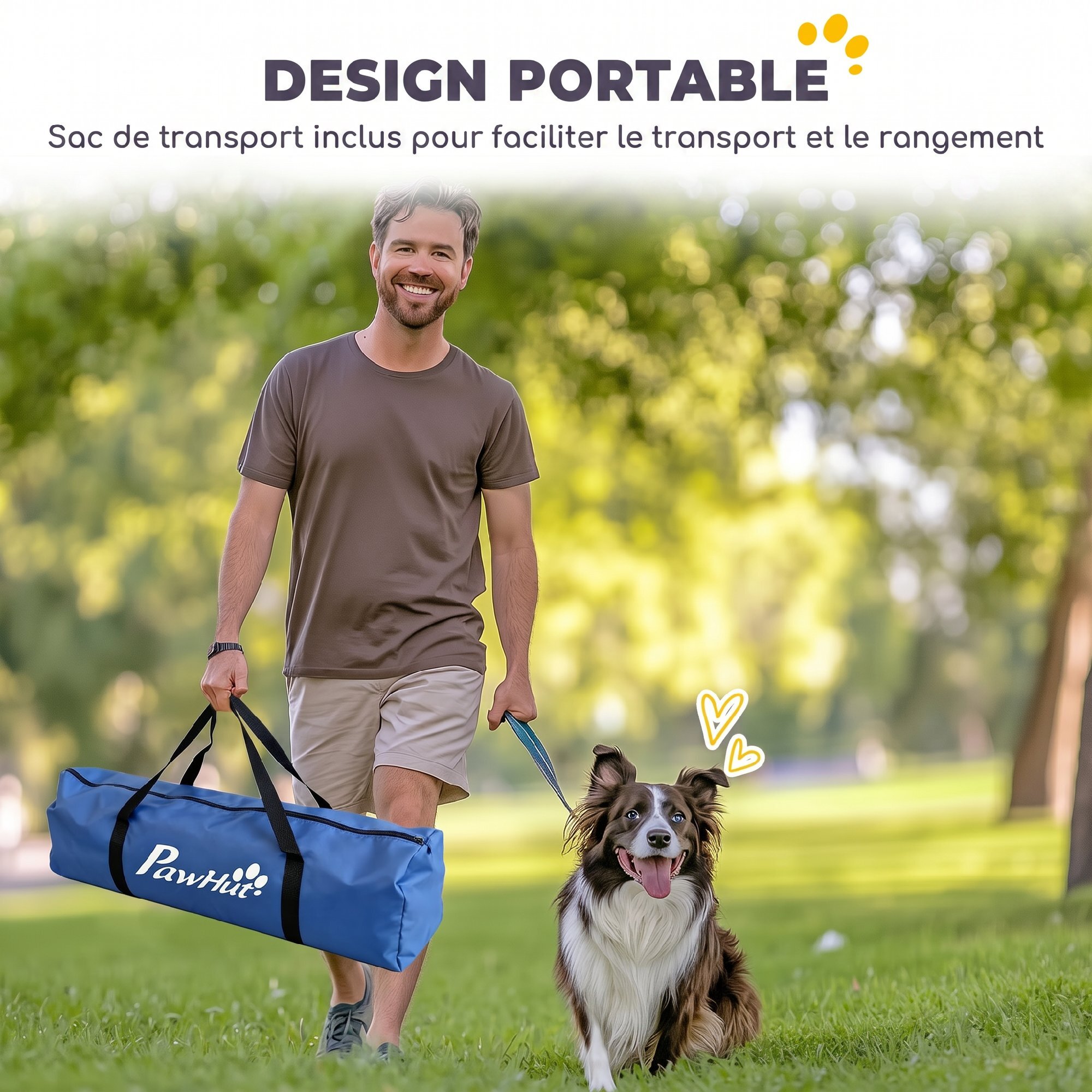 Kit d'agilité complet pour chien 8 pièces - tunnel, slalom, obstacles - orange bleu