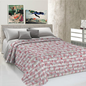 Copriletto di cotone marina riga rosso