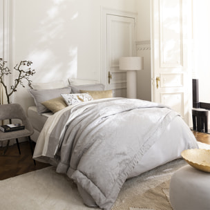 Plaid imprimé en lin et soie, LIN & SOIE, Gris Argent