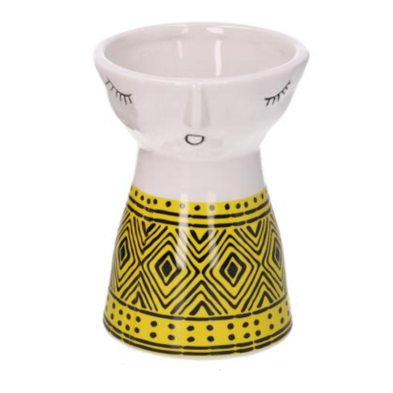 Portavaso in ceramica viso, giallo cm ø9,1h12,3