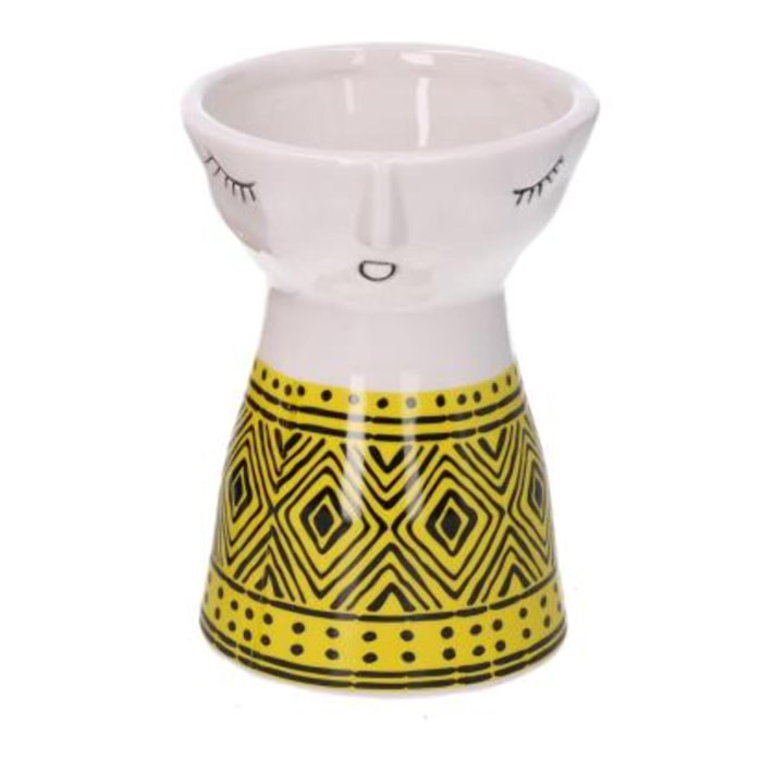 Portavaso in ceramica viso, giallo cm ø9,1h12,3