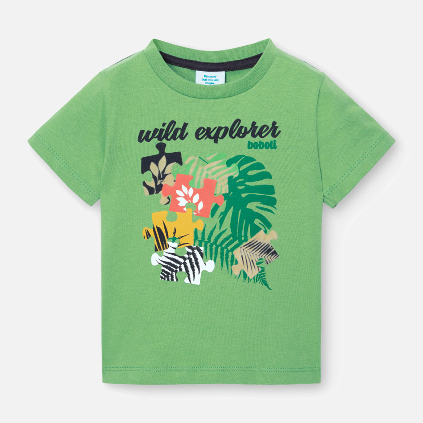 Camiseta niÃ±o estampada, mangas cortas, verde, 328058-4678