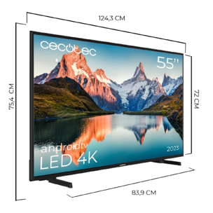 Cecotec TV LED 55'' Smart TV série A ALU00055S. 4K UHD, Android 11, MEMC, Chromec