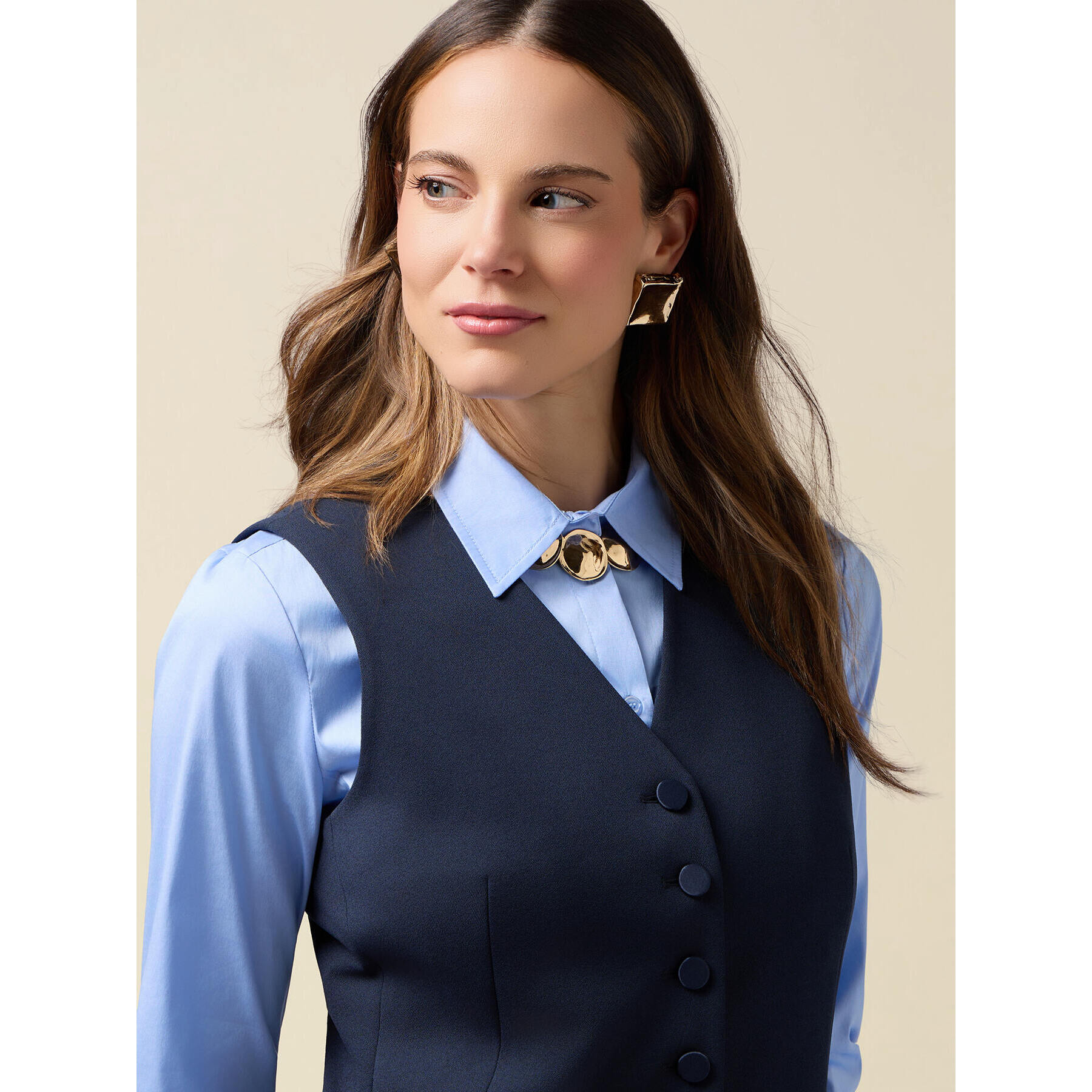 Oltre - Gilet in tessuto crêpe - Blu