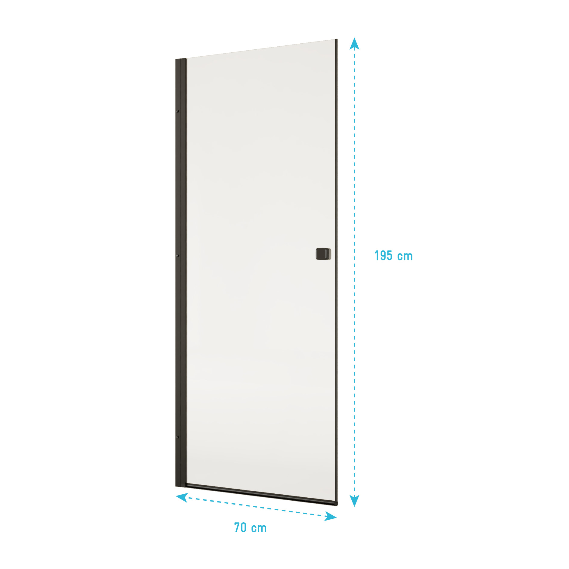 Porte de Douche Pivotante 70x195cm - Verre Trempe 8mm Anticalcaire - Alu Noir - DARK ELEMENTARY