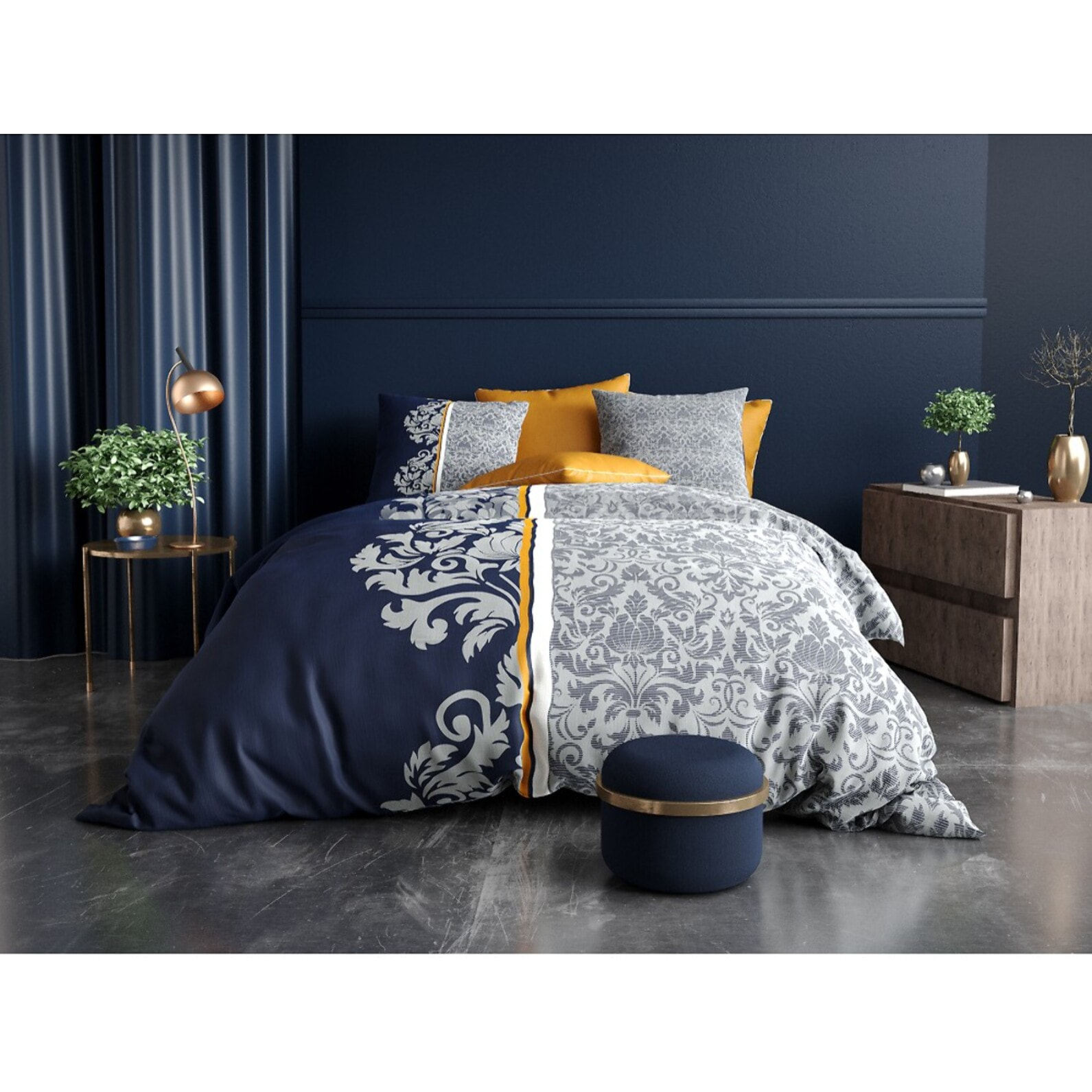 Parure housse de couette 100% coton 57fils + 2 taies Arabesque