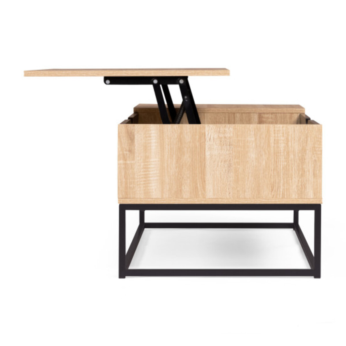 Table basse Memphis relevable bois et noir