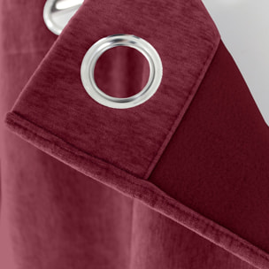 Rideau thermique en velours doublé polaire - Rouge foncé