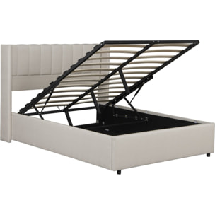 Lit double en lin avec coffre "Saint-Moritz" - 160 x 200 cm - Beige