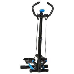 Máquina de Step Stepper Fitness con Manillar Altura Ajustable Pantalla LCD Cintas y Pedales Antideslizantes Equipo de Ejercicio para Gimnasio en Casa 55x53x118-128 cm Negro