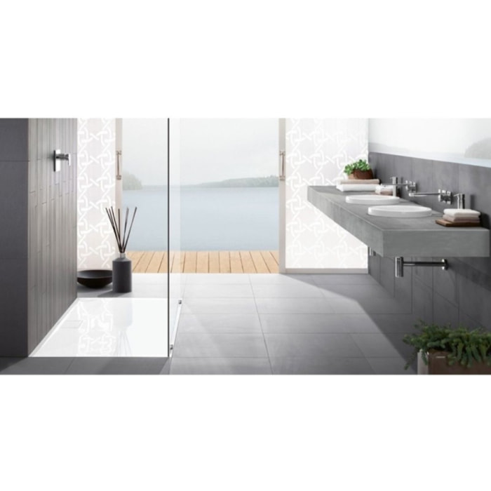 Receveur antidérapant Architectura Metalrim acrylique carré blanc