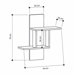 Mensola Lozen, Scaffale, Ripiano a muro, Scaffalatura multiuso, 64x20 h70 cm, Antracite