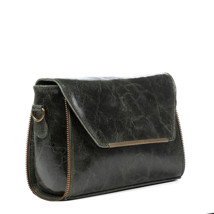 Mariola Borsa a spalla da donna.Vera Pelle Scamosciata Stonewashed