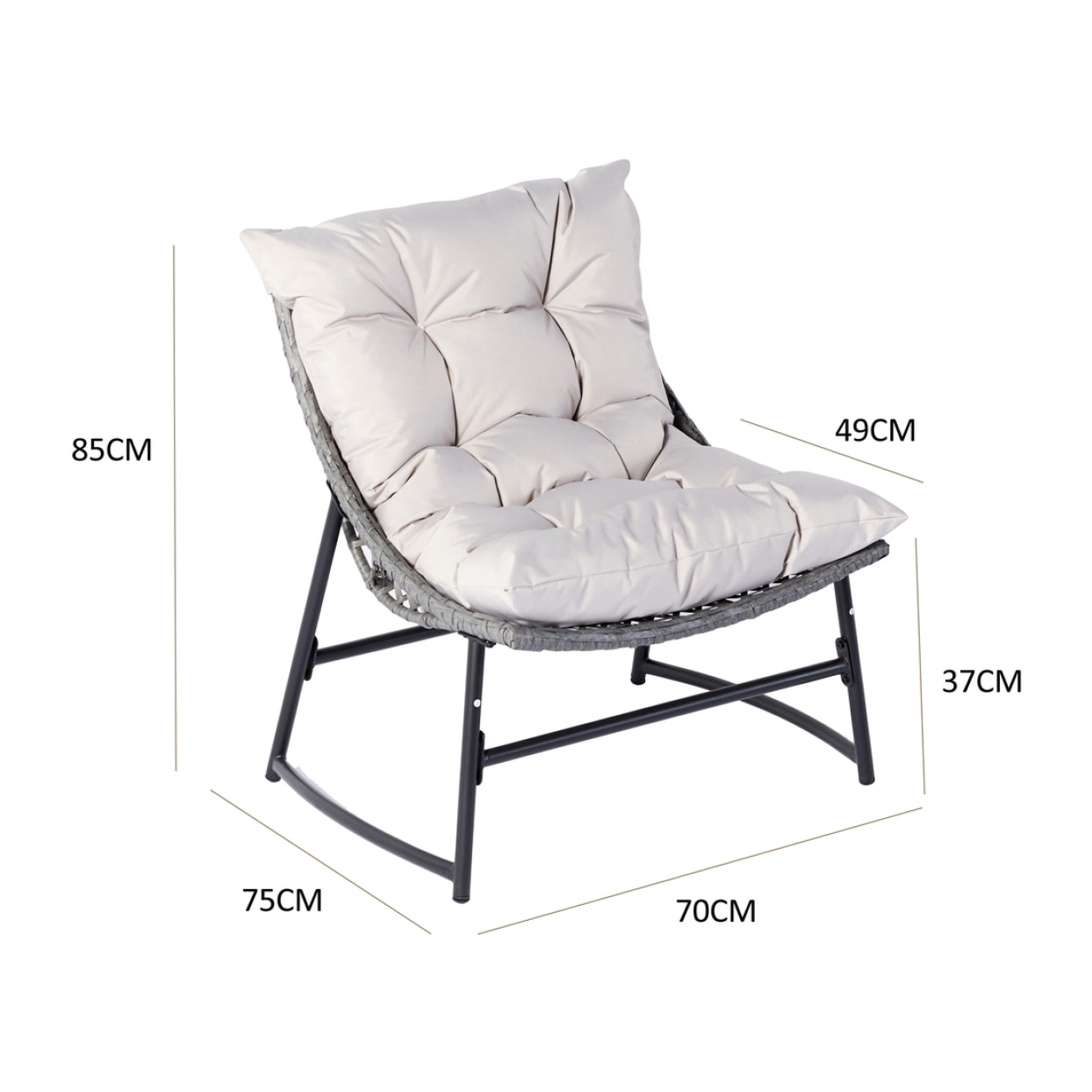 Salon de jardin bas 4 places en résine gris GOLA